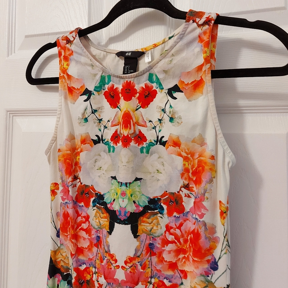 H&M Floral jersey body con dress